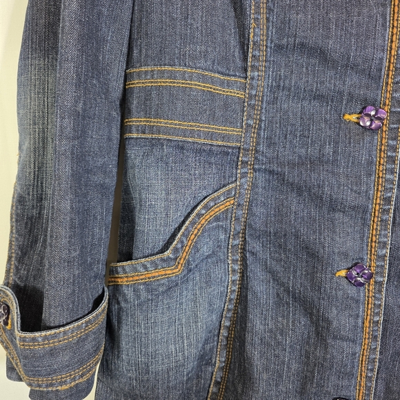 Kikit Jeans ⏰ Stylish Denim Trench Coat Sz L - Picture 3 of 11